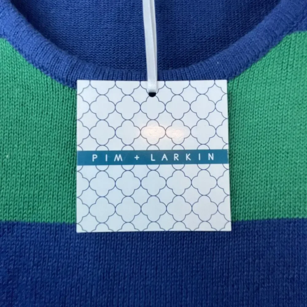 Pim‎ + Larkin Sweater Dress Womens Small Blue Green Striped Fitted Classy